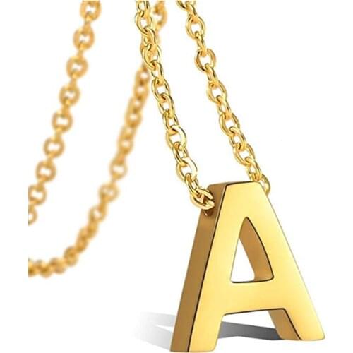 Stainless Steel 26 A-Z Initial Name Letter Charms Necklace Fashion Pendant For Men Women