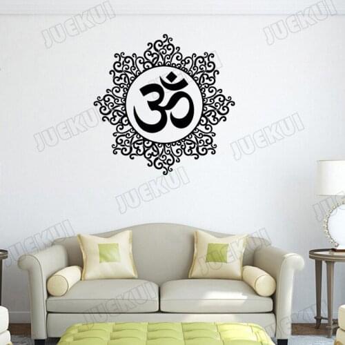 Symbol Om Mandala Wall Sticker Yoga Studio Decor Living Room Wallpaper Art Decoration Waterproof Vinyl Decals Windows TA278