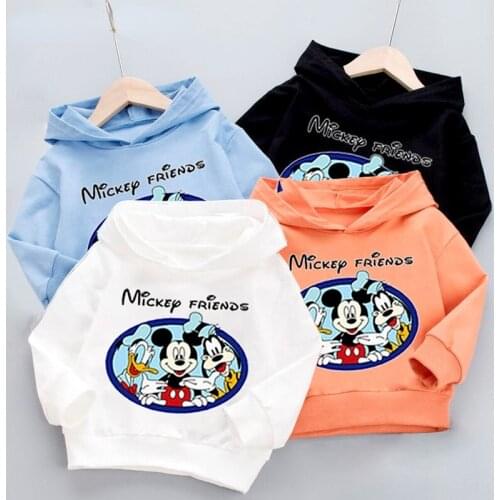 Fashion Springautumn Mickey Print Sweater Toddler Boys Girls Sweatshirt Casual Hoodies Baby Long Sleeve Hooded Children Clothing