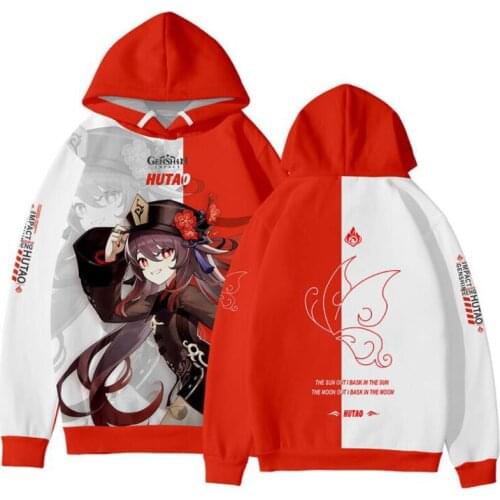 Genshin Impact Hutao Cosplay Hoodie Women Men Harajuku Sweatshirt Streetwear Hip Hop Pullover Hooded Jacket Casual Sportswear