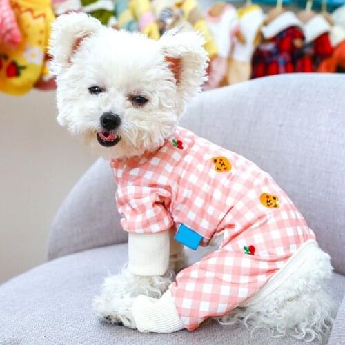 Spring Autumn Plaid Dog Pajamas Casual Pet Clothing Homewear Pet Air-conditioning Clothes Pet Four-legged Jumpsuit Pet Clothing