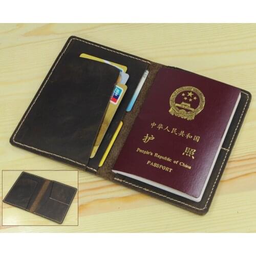 Handmade Vintage mens Genuine leather possport cover passport bags cow leather license bag air ticket bag protective sleeve