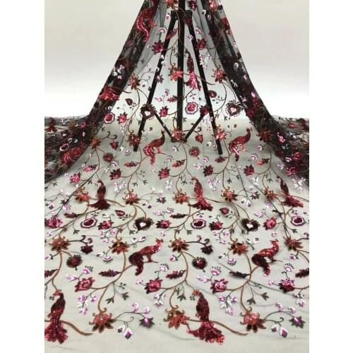 High Quality Mesh Lace Fabric Sequins Tulle Embroidery Craft Classical Style Sewing For DIY Evening Party Wedding Dress 5 Yards