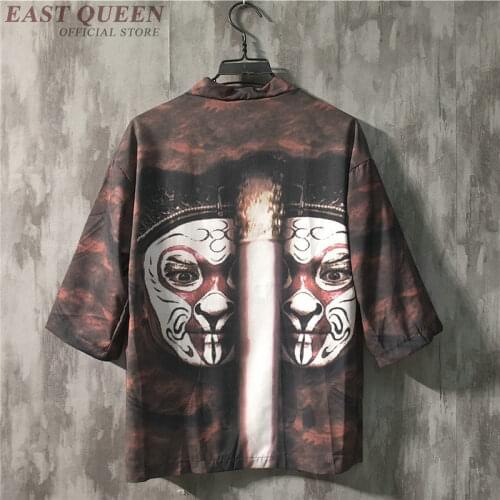 Japanese Kimonos Haori 2019 Japanese Fashion Kimono Cardigan Men Karate Samurai Costume Asian Clothes Kimono Shirt Yukata FF2169