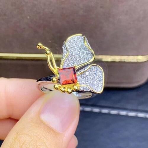 Woman Fashion Ring 100% Natural Real Vivid Orange l Garnet Ring 925 sterling silver Fine jewelry