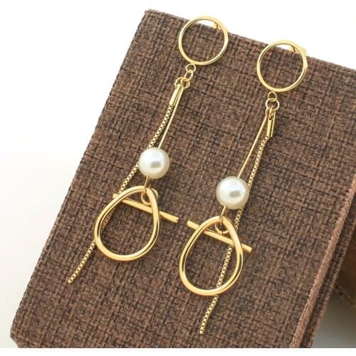 Simple Gold Color Drop Earring Fashion Stainless Steel Jewelry Long Earrings For Women Gift EFGZDWHP