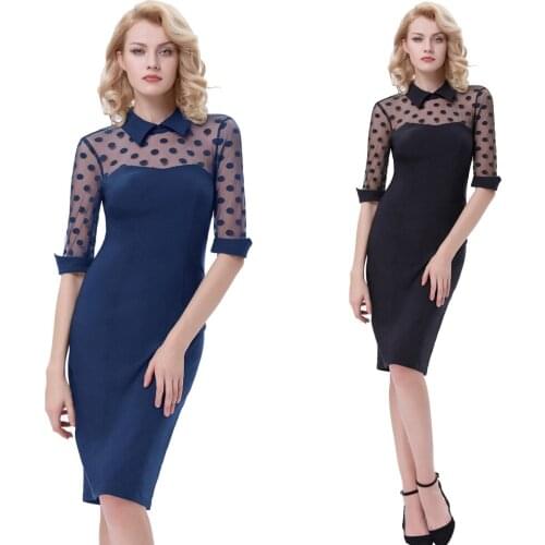 Belle Poque Women Dress Half Sleeve Lapel Collar Hips-Wrapped Bodycon Dress Elegant Midi Sheath Pencil Party Dresses Vestido