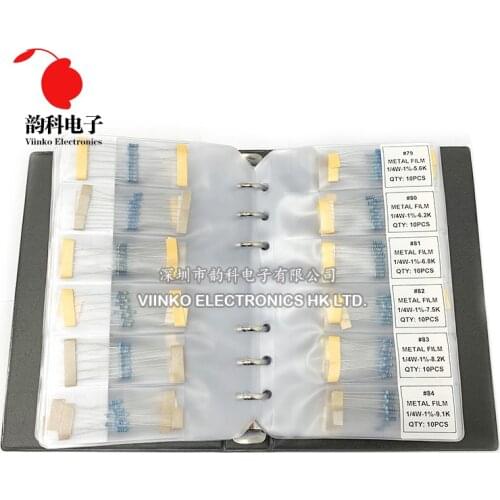 0.25W Metal Film 1% 140valuesX10pcs=1400pcs 1/4W 1R ~ 4.7M Assorted Resistor Kit Pack Sample Book