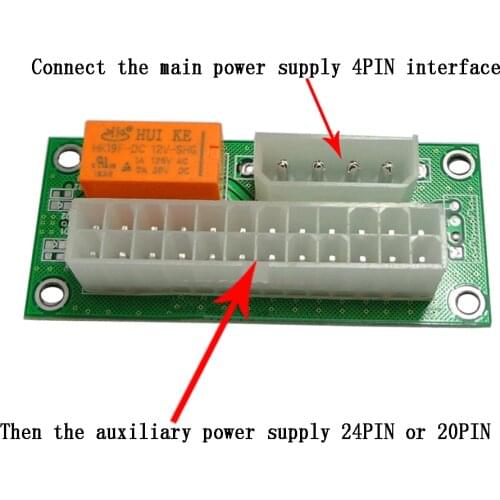 1PCS ATX 24PIN Dual PSU Power Sync Start Extender Cable Card adapter for Bitcoin Mining Add2PSU Multiple Power Supply Adapter