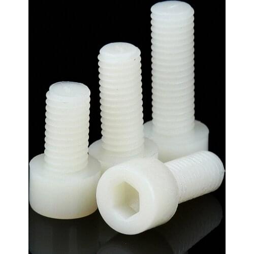 10pcs M3 M4 M5 M6 M8 White Nylon Hex Socket Cup Head Screw Plastic Hexagon Screws Bolts Length 5-60mm