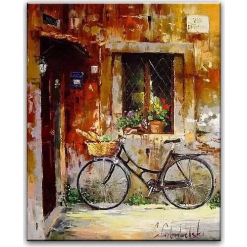 100% hand painted oil painting Home decoration high quality landscape knife painting pictures DM160626010