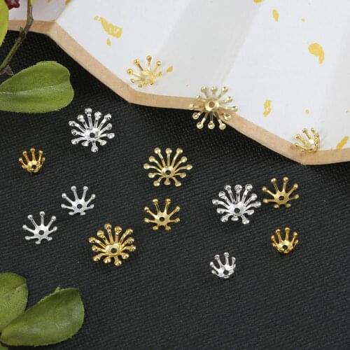 20pcs Brass Gold Silver Hollow Flower End Beads Cap Spacer for DIY Jewelry Making Connectors Material Handmade Bracelet Necklace
