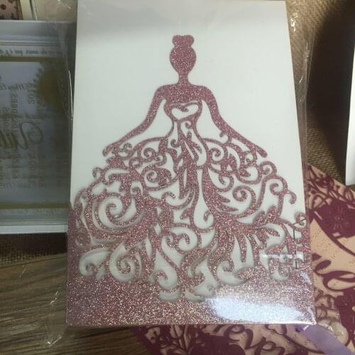 25pc Laser Cut glitters paper red princess Birthday Invitations Card,girl Wedding Invitation Card,shiny party bride invitation