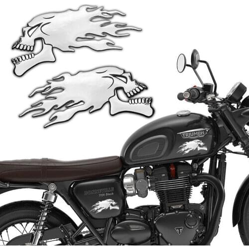 3D Chrome Ghost Skull Head Retro Motorcycle Truck Helmet Tank Pad Stickers Flame skulls Decals For TRIUMPH Honda Harley Davis