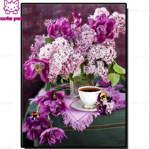 5D Diamond Embroidery Sale Lilac flower, pansy Diamond Painting Cross Stitch Full Square Diamond Mosaic Picture Handmade decor