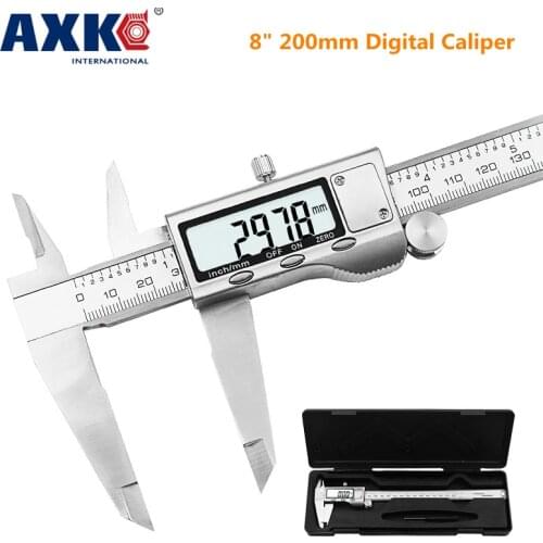 8" 200mm Digital Caliper Stainless Steel Digital LCD Caliper Vernier Caliper Shipping with Retail+Box AXK Tools 2021 new sales