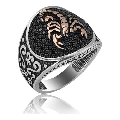 925 Silver Turkish Traditional Scorpion Rings for Men Original Hot Selling Rings Antique Pattern Silver Color Men Ring Jewelry