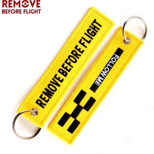 Luggage bagage Tag Label Remove Before Flight Key Chain FOLLOW ME Travel accessories Embroidery Tag Flight Crew Aviation Gift