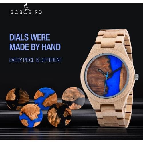 BOBO BIRD Japan Movement Wood Resin Watches Men bayan kol saati Quartz Mens Watches in Wooden Gifts Box Dropshipping Customize