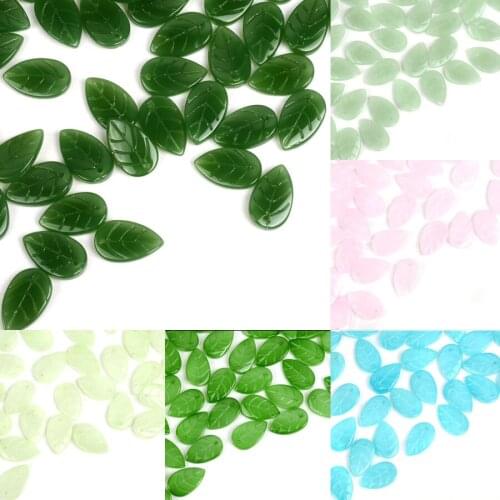 Retro Imitation Jade Leaf Shape Crystal Czech Glass Beads 11*18mm Charm Lampwork Beads Diy/Handmade Bracelet Necklace Ornaments