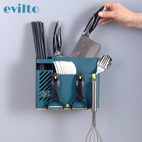 Household Wall Mounted Chopstick Rack Suction Cup Cutlery Drainer Rack Utensils Organizer Kitchen Spoon Fork Storage Box Holder