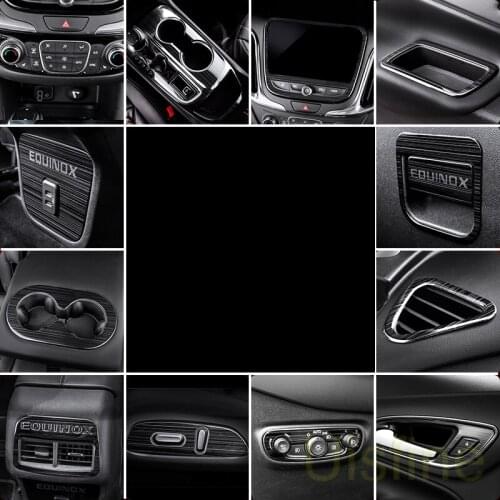 Central control outlet stainless steel lifting panel black titanium wire drawing decoration For Chevrolet Equinox 2017 2018 2019