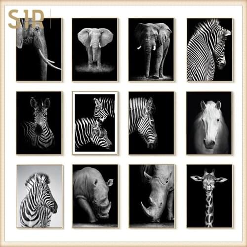 Black and White Animal Home Decor Bedroom Decor Room Decoration Wall Decor Photo Frames for Picture Wall Art Canvas