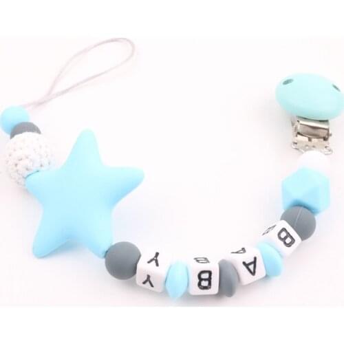 Colorful Silicone Letter Pacifier Clips Funny Chupetero Chain For Infant Feeding Toddle Chew Toy Clips