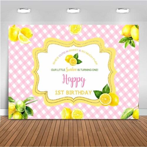 Lemon First Birthday Theme Party Decoration for Backdrop Photography Newborn Children Girls Background for Photo Booth Studio
