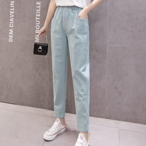 Cotton and linen nine-point pants 2020 spring and summer thin casual pants female breathable washed cotton trousers feet pants