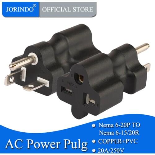 JORINDO 6-20P TO 6-20R,Nema 6-20P Male to Nema 6-15/20R Comb Female AC Adapter, 20Amp 250V to 15A AC Power Adapte,6-20P TO 6-15R