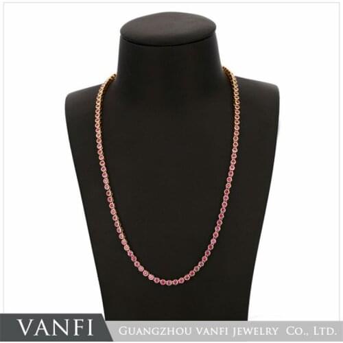 Kfvanfi Hot Sale Item White Gold Color For Girls Women Jewelry Long Chain White Blue Red Stone Copper Zircon Necklace Jewelry