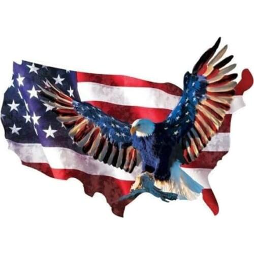 Classic Design Personality Map Flag Eagle Decal Car Sticker Bumper Trunk Mirror Uv Protection 3D Interesting Graphics Kk10*7cm