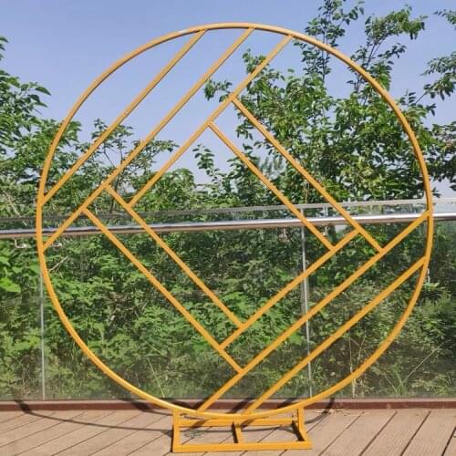 Wrought Iron Creative Geometry Circle Arch Wedding Road Leading Rhombus Frame Stage Background Decoration Display Flower Stand