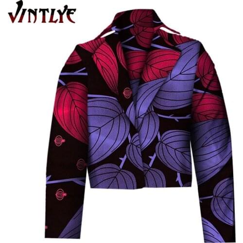 Women Floral Print Jacket African Clothing Dashiki Jacket for Lady Long Sleeve Short Top Hip Hop Punk Coat Large Size WY632