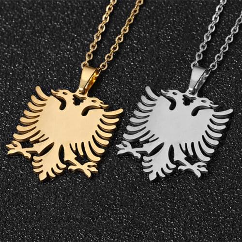 SONYA Stainless Steel Albania Eagle Pendant Necklaces For Women Protection Pendants For Girlfriend Gifts Vintage Jewelry