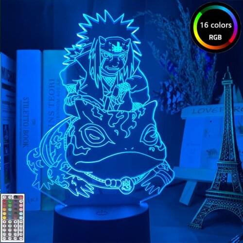 Naruto Anime Night Light Figurine Jiraiya LED 3d LED Children Night Lamp Illusion USB 3D Kids Gift Lamp for Home Bedroom
