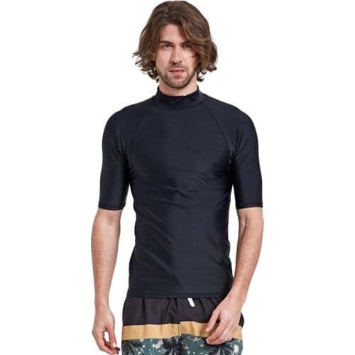 SBART Men short beach Sleeved Rashguard Surf shirt Rash Guards UV Protection Sunscreen Beach Diving snorkeling Swimwear suit