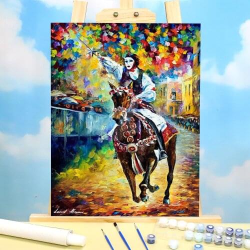 Italian Horse Paint By Numbers Kit Oil Paints 40*50 Oil Painting Handmade Children Drawing