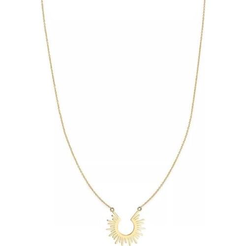 Stainless Steel Fashion Sunflower Gold Pendant Necklace Minimalism Jewelry Gift For Him with Chain