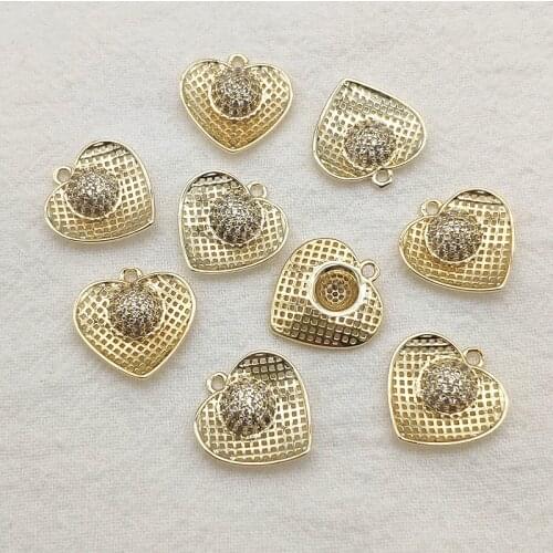 New arrival! 17x17mm 50pcs Cubic Zirconia Heart Charm for Handmade Necklace Earring DIY Parts Jewelry Findings & Components