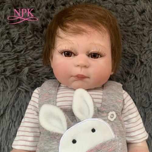 NPK 48CM reborn premie baby doll full body soft silicone baby girl newborn doll lifelike soft touch collectible art doll