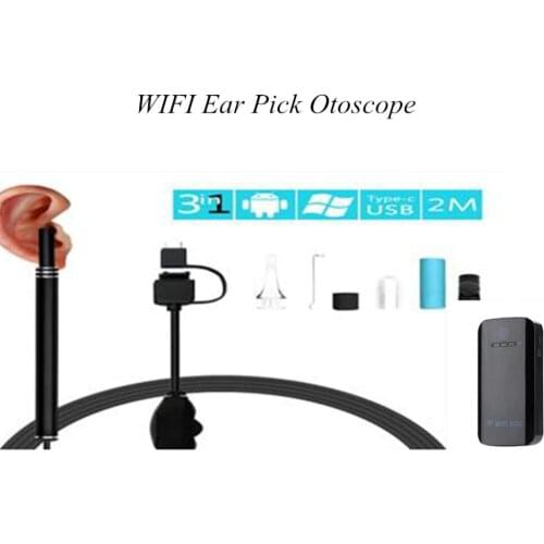 HD720P WIFI USB Otoscope Camera Ear Pick Inspection Visual Video Earwax Pick Clean Tool Kits 3in1 OTG USB Android Camera
