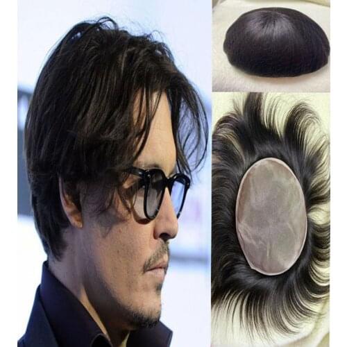 1B Mens Hair Wig Fine Mono Real Remy Human Hair Men Toupee Wigs Capillary Prostheses Unit Hair Replacement System Wigs For Men