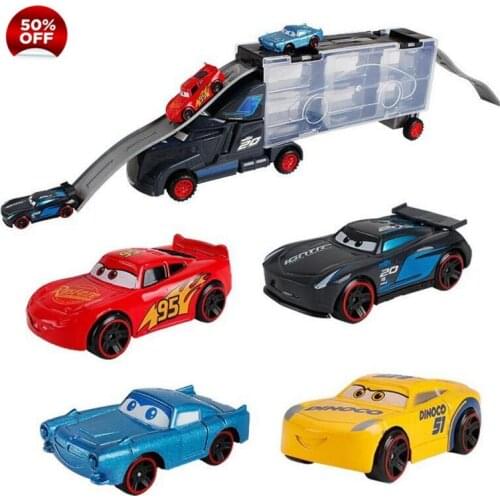 Pixar Cars 3 Jackson Storm McQueen Truck with Small Car 1:55 Diecast Metal Alloy Modle Car Toys Gifts For Children
