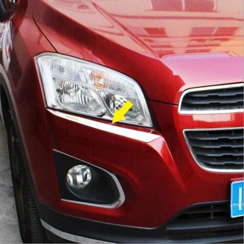 2PCS DIY Car Styling Stainless Steel Front Headlight Eyebrows Frame Light stickers for Chevrolet TRAX 2014 2015 2016 Accessories