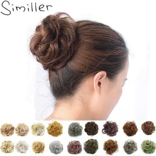 Similler Ladies Elastic Curly Synthetic Hairpieces Scrunchie Wrap For Hair Bun Chignon Accessories 30g 44 Colors For Wedding