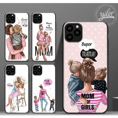 Super Mom case For iPhone 7 8 X XR XS 11 pro Max Case Girl Baby Women Mom Cover For Apple iPhone 6 S 8 7 6S Plus 5 5S Phone Case