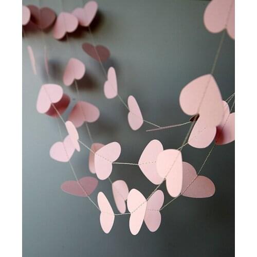 Wedding decorations Heart garland - Pastel pink bridal Baby shower birthday party banners