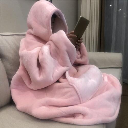 Warm thick TV Hooded Sweater Blanket Unisex Giant Pocket Adult and Children Fleece Weighted Blankets for Beds
